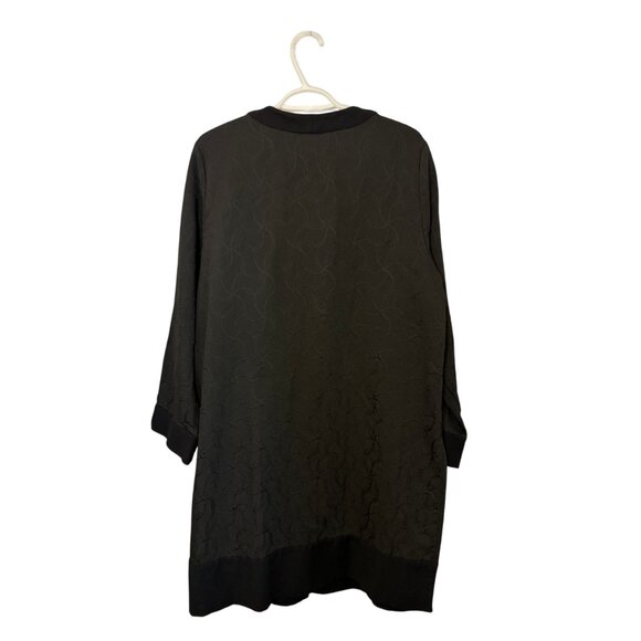 Eileen Fisher black matte jacquard swirl long cardigan size L - Picture 4 of 4